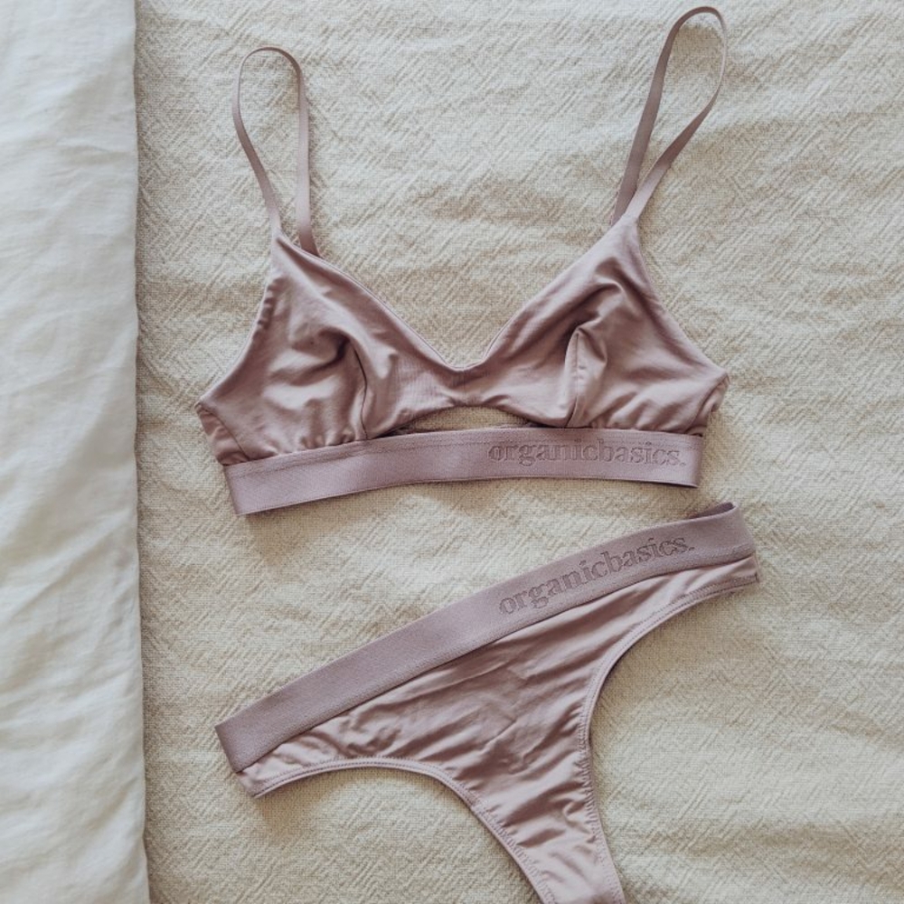 NWT Organic Basics Tencel Lite Tanga Thongs in Dusty Rose, Set of 4, Size M